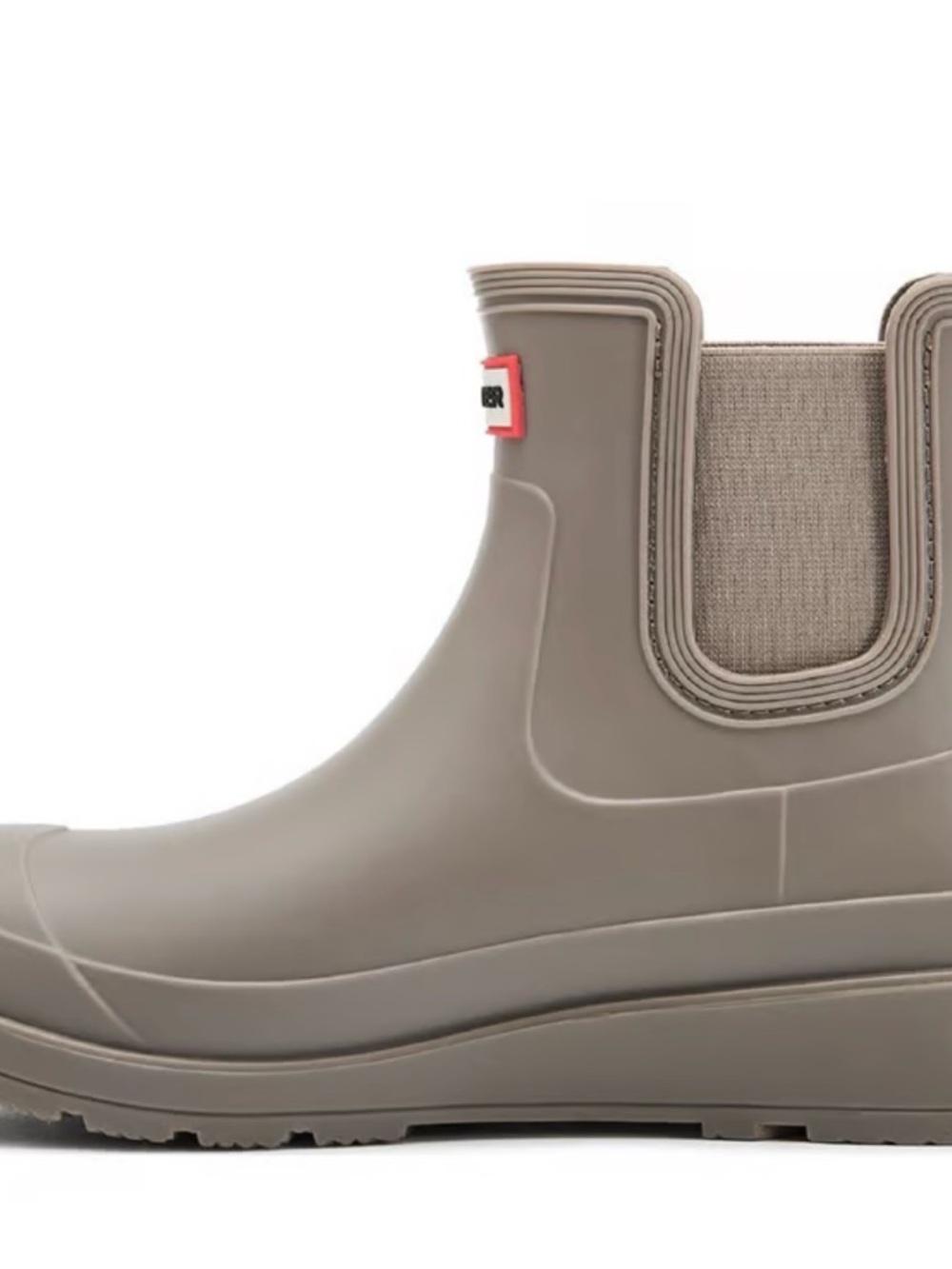 Hunter Taupe Chelsea Rain Booties with Red-Trim Pull Tabs - Picture 3 of 3